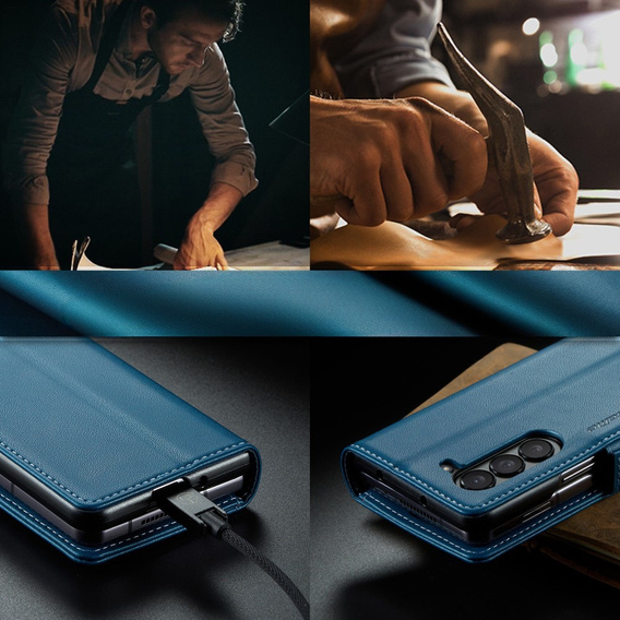 CASEME flip case for Samsung Galaxy Z Fold6 5G, Litchi Wallet, blue