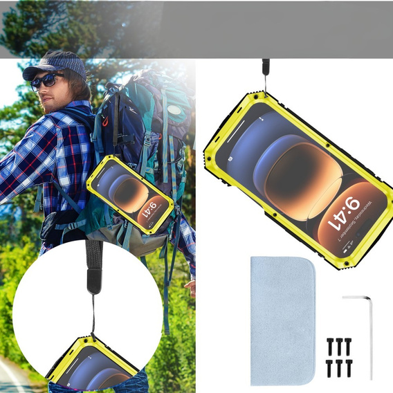 Armored case for iPhone 16 Pro, R-JUST, yellow