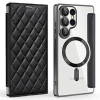 Flip case for Samsung Galaxy S25 Ultra, RFID Rhombus Wallet MagSafe CamShield, black