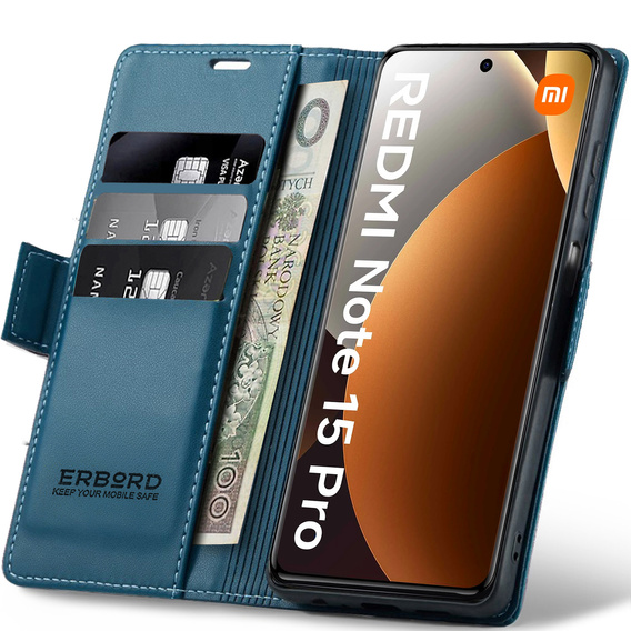 ERBORD Glossy Litchi flip case for Xiaomi Redmi Note 15 Pro 4G