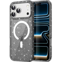 Case for iPhone 17 Pro Max, for MagSafe, glitter - translucent black