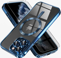 Case for iPhone 11 Pro, Electro MagSafe, blue + Screen Glass
