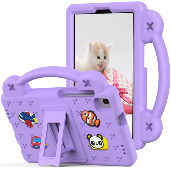 Children's case for Samsung Galaxy Tab A7 Lite 8.7 T220/T225, Cute Patterns, with stand, purple