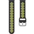 Universal 20mm Soft Hollowed-out Silicone Strap, black/green
