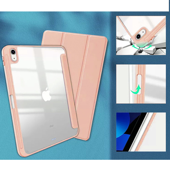 Case for iPad 10.9 2022 10 Gen, Smartcase Hybrid, with stylus space, pink