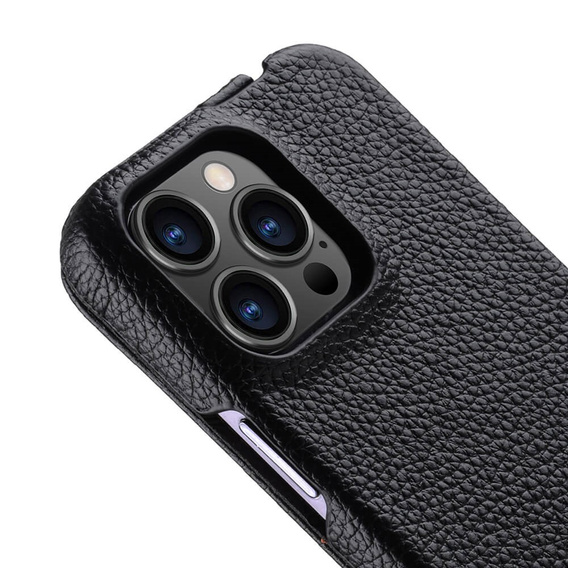 MELKCO flip case for iPhone 15 Pro, leather, flip, black