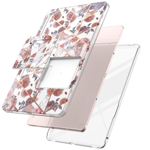 Case for Samsung Galaxy Tab S7 FE, Suritch Full Body Marble, pink
