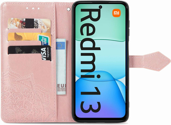Flip case for Xiaomi Redmi 13, Mandala, pink