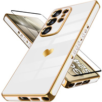 Case for Samsung Galaxy S24 Ultra, Electro heart, white + Full Glue Ceramic Glass