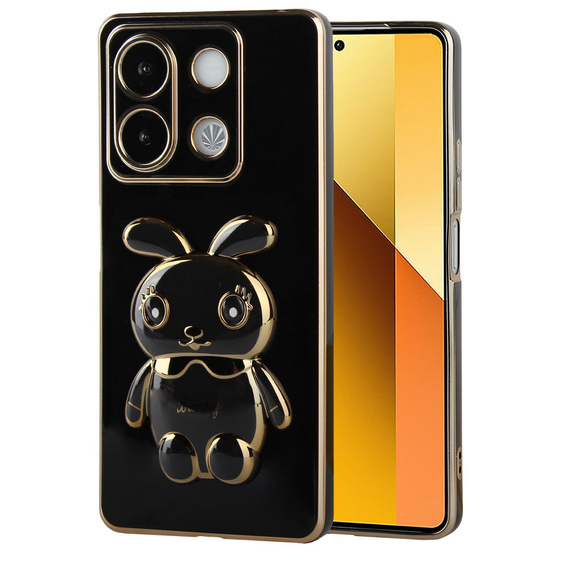 Case for Xiaomi Redmi Note 13 5G, Rabbit, black + 9H Tempered Glass