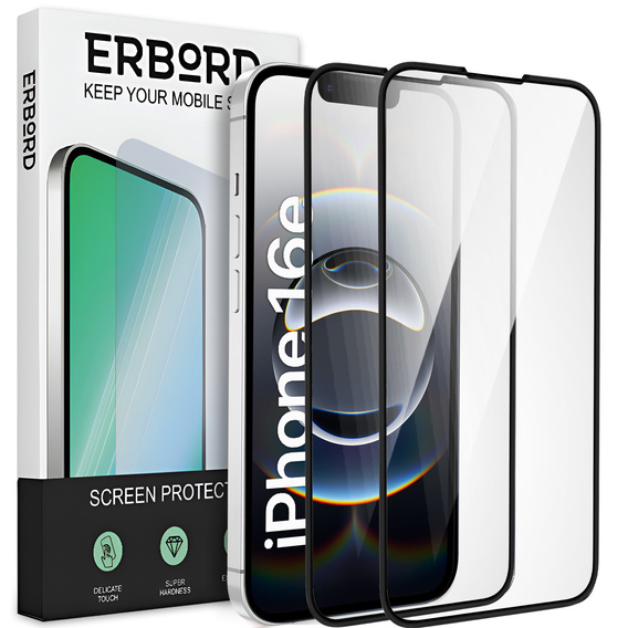 2x Ceramic ERBORD Hybrid Glass for iPhone 16E / 14 / 13 / 13 Pro
