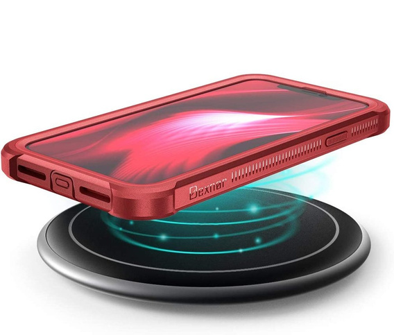 Case for iPhone 11, Dexnor Full Body Rugged, transparent / red