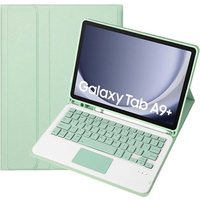 Case + keyboard Samsung Galaxy Tab A9+, Leather Pen Slot TouchPad, light green
