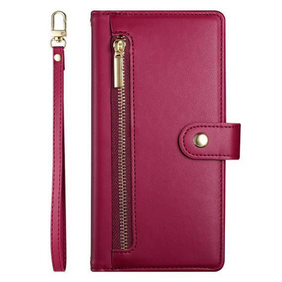 Flip case for Oppo Reno 13F 5G, Wallet Zipper Pocket, red