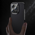 BENKS Kevlar Case for iPhone 15 Pro Max, for MagSafe, Carbon Fiber, black