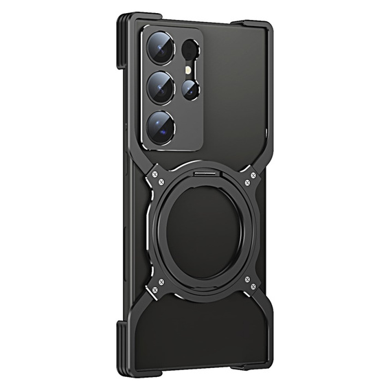 Case for Samsung Galaxy S24 Ultra, Kickstand Bumper, with lens cover, for MagSafe, black / silver