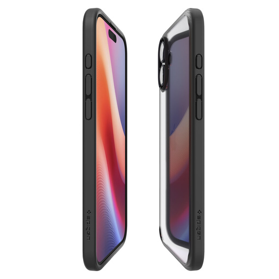 Spigen case for iPhone 16 Plus, Ultra Hybrid, black + 9H Tempered Glass