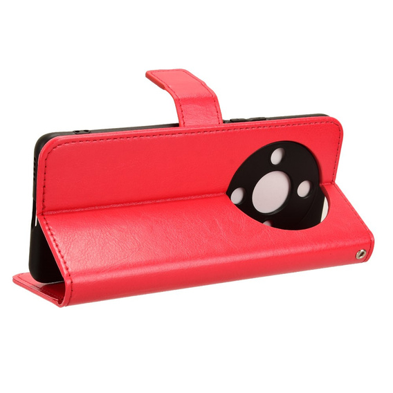 Flip case for Honor Magic 6 Lite 5G, Crazy Horse Wallet, red