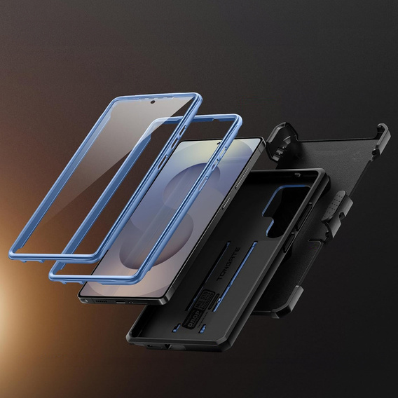 Rugged Case for Samsung Galaxy S25 Ultra – Tongate MECH Series Belt Clip, blue