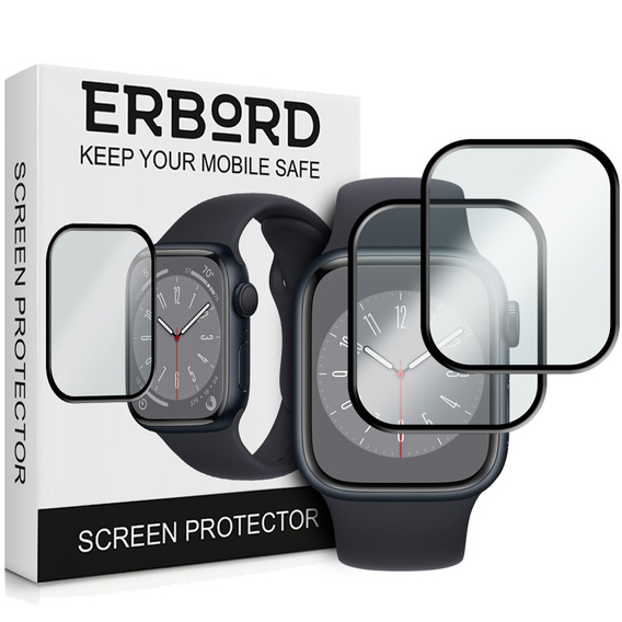 2x ERBORD Hybrid Glass for Apple Watch 7/8/9 41mm