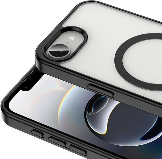 Magnetic Case for iPhone 16E, MagSafe, black + 9H tempered glass