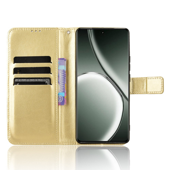 Flip case for Realme GT 6 / 6T, Crazy Horse Wallet, gold