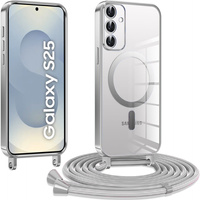 Case for Samsung Galaxy S25, Electro MagSafe, silver + Lanyard