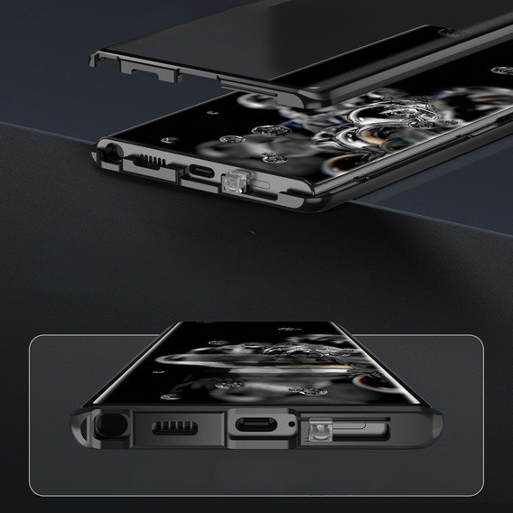 Case for Samsung Galaxy S23 Plus, Magnetic Dual Glass, black
