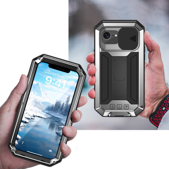 Armored case for iPhone 16E, R-JUST, silver