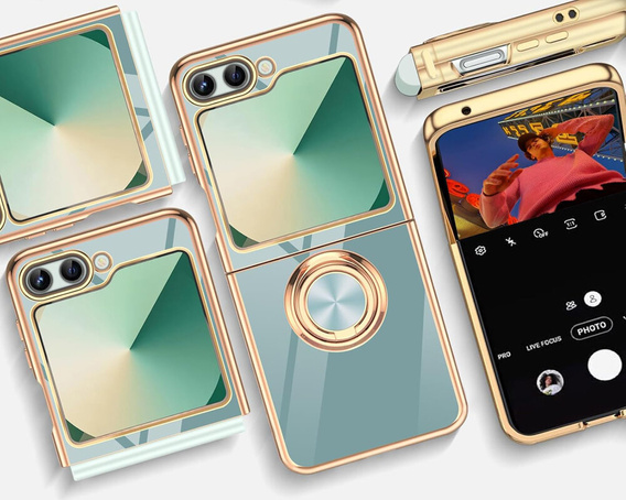 Case for Samsung Galaxy Z Flip7 FE / Z Flip6, Electro Ring, mint