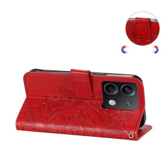 Flip case for Xiaomi Redmi Note 13 5G, Mandala, red