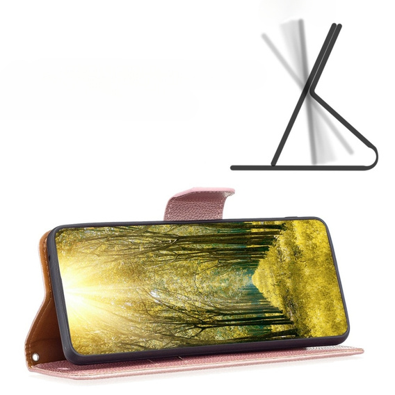 Flip case for Samsung Galaxy A54 5G, Wallet Litchi Magnet, pink rose gold