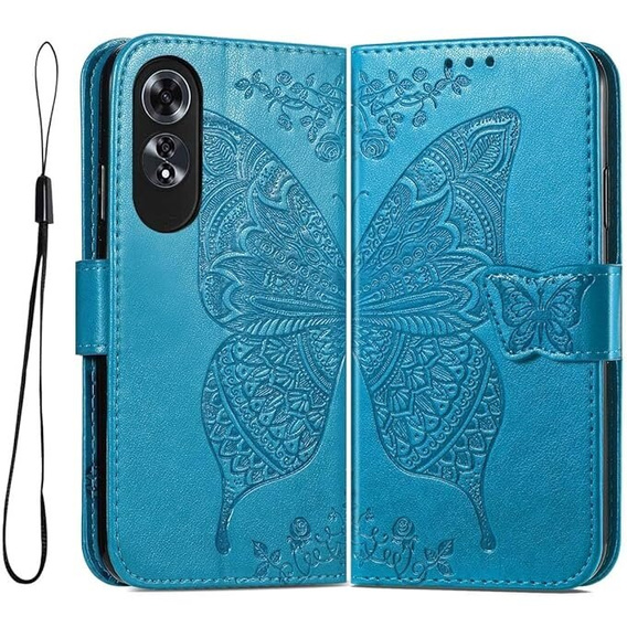 Flip case for Oppo A60, Butterfly, blue