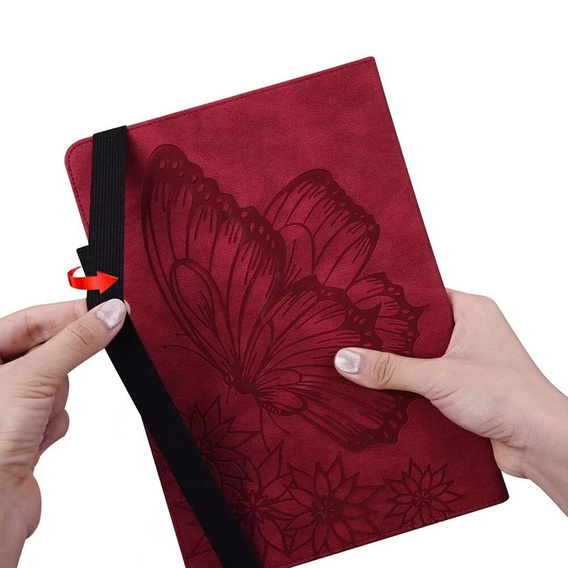 Case for Lenovo Tab M9, Wallet Pen Slot, butterflies, brown