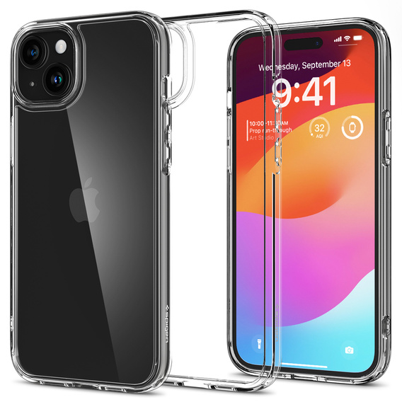 Spigen case for iPhone 15, Ultra Hybrid, transparent + 9H Tempered Glass