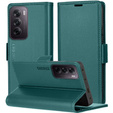 Case for Oppo Reno 12, ERBORD Glossy Litchi, wallet with flap, green