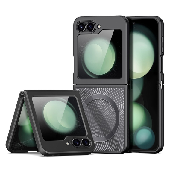 DuxDucis case for Samsung Galaxy Z Flip7 FE / Z Flip6, Aimo case, for MagSafe, transparent / black