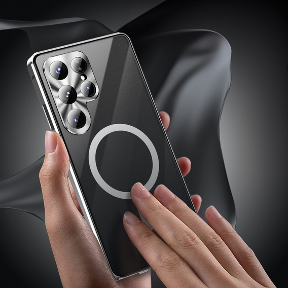Magnetic Dual Glass MagSafe case for Samsung Galaxy S25 Ultra, silver