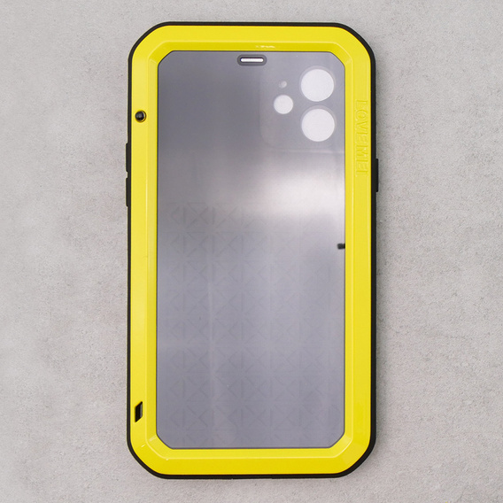 Love Mei Case for iPhone 12, armored with glass, yellow