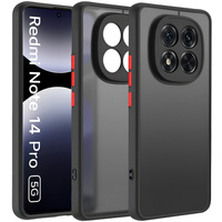 Silicone case for Xiaomi Redmi Note 14 Pro 5G /  Poco X7 5G, with camera protection, transparent / black + 9H tempered glass