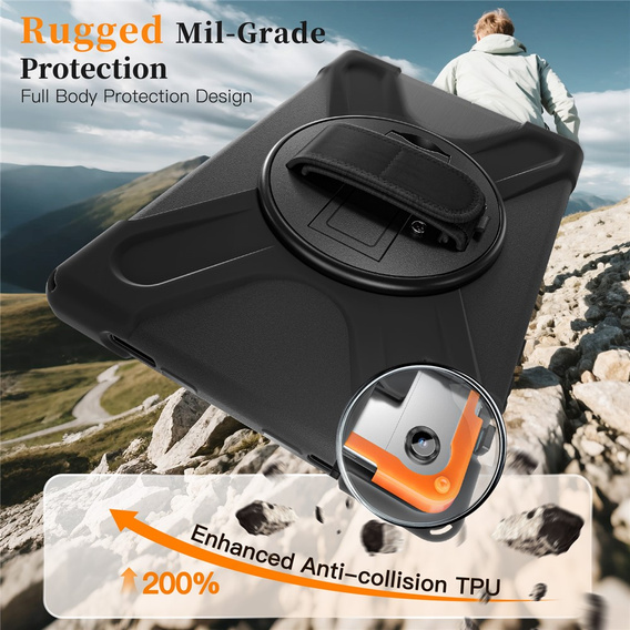 Armoured case with stand and shoulder strap for Samsung Galaxy Tab A11+