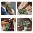 Case for iPhone 16, armored with stand and handle plate, green