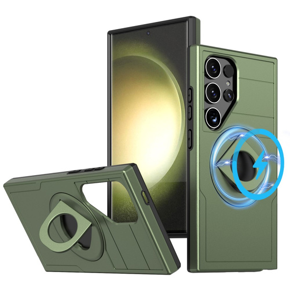 MagSafe case for Samsung Galaxy S24 Ultra, Military Magnet, Hybrid Case, green