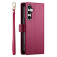 Flip case for Samsung Galaxy S24 FE, Wallet Zipper Pocket, red