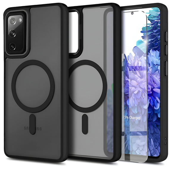 Case for Samsung Galaxy S20 FE, for MagSafe, ERBORD Matt Case, black + Screen Glass