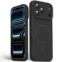 Silicone sleeve for iPhone 17 Pro Max, for MagSafe, anti-shock, black