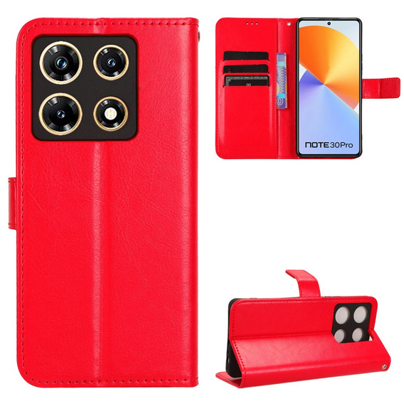 Flip case for Infinix Note 30 Pro 4G, Crazy Horse Wallet, red