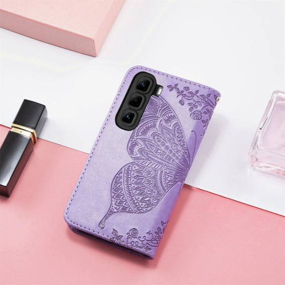 Flip case for Infinix Hot 50 4G, Butterfly, purple