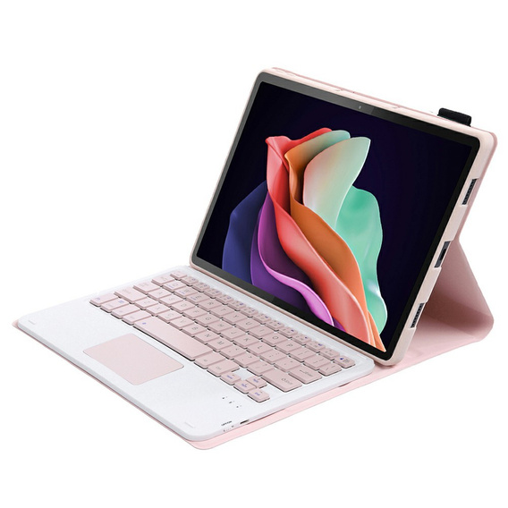 Case + keyboard Lenovo Tab P11 Gen 2, Pen Slot TouchPad, pink rose gold