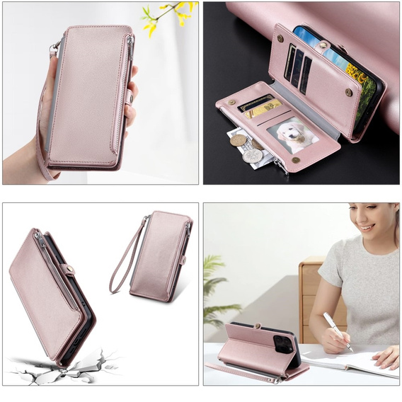 Flip case for Xiaomi Redmi 14C / Xiaomi Poco C75, Wallet Zipper Pocket, pink